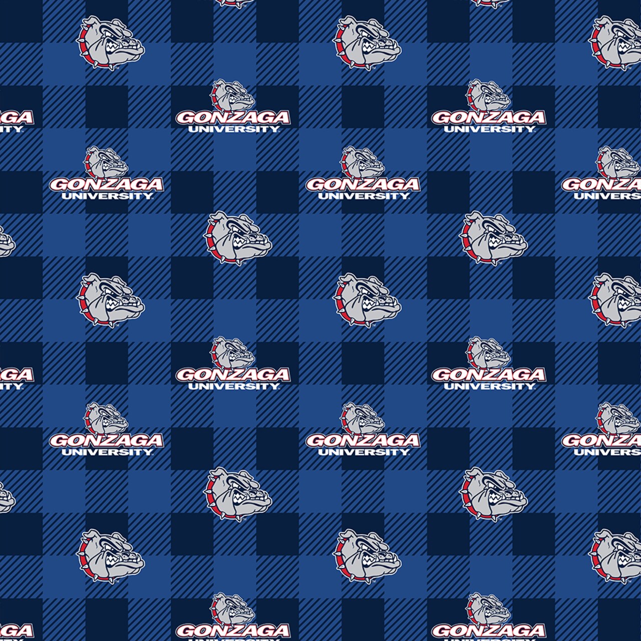 Sykel Enterprises-Gonzaga University Fleece Fabric-Gonzaga Bulldogs Buffalo Plaid Fleece Blanket Fabric-Sold by the yard